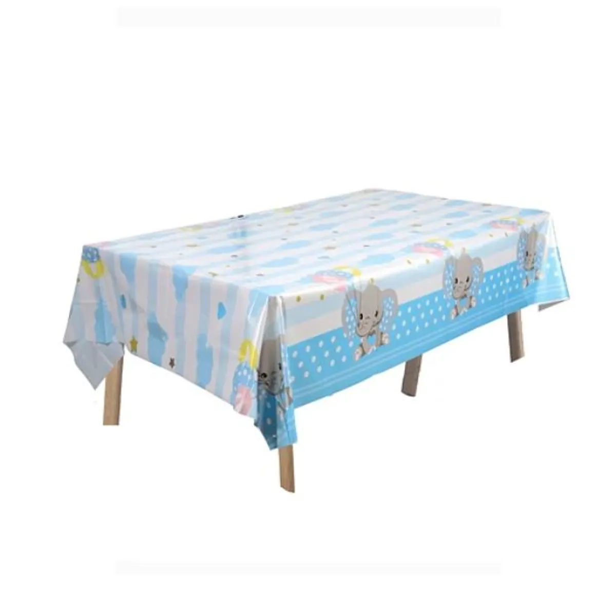 GENERICO - Mantel plastico celeste de elefantes 137x183cm
