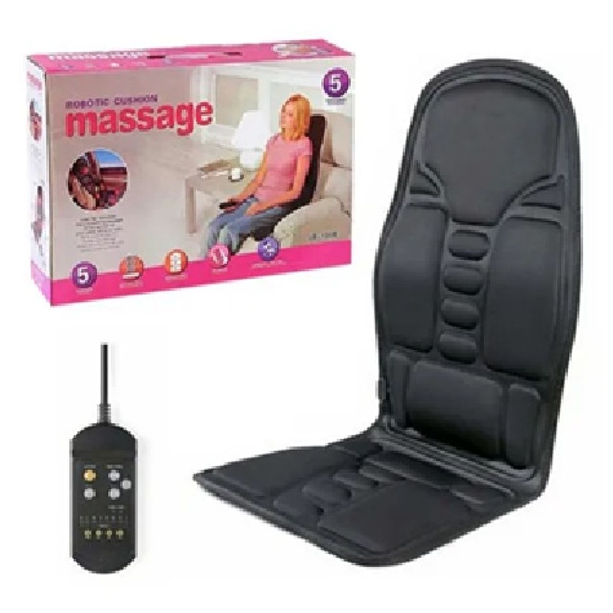 GENERICO - Cojín Masajeador Espalda Coche Massage JB-100B Plegable Vibración Calor