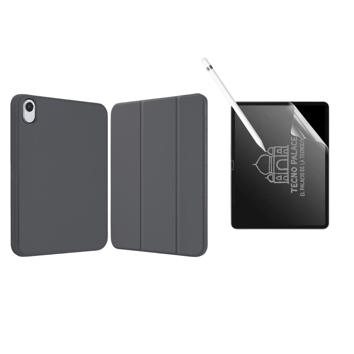 GENERICO - Fundas iPad Más Lámina Paperlike Para iPad 10.2 (7/8/9gen) - Gris Oscuro