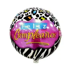 GENERICO - Globo metalico feliz cumpleaños animal print 45cm