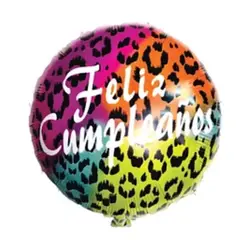 GENERICO - Globo metalico feliz cumpleaños animal print