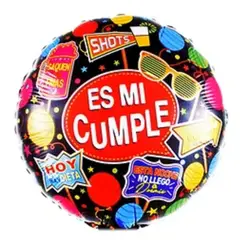 GENERICO - Globo metalizado es mi cumple 45cm 1pc