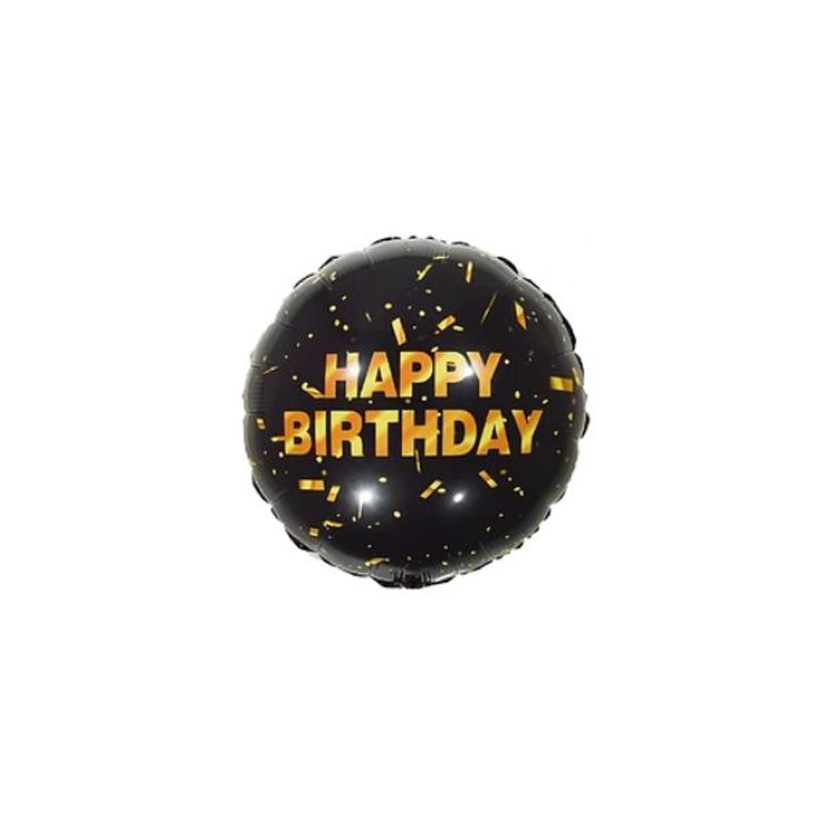 GENERICO - Globo metalico happy birthday negro 45cm
