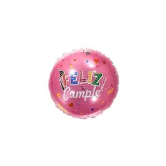 GENERICO - Globo metálico rosa feliz cumpleaños 45cm