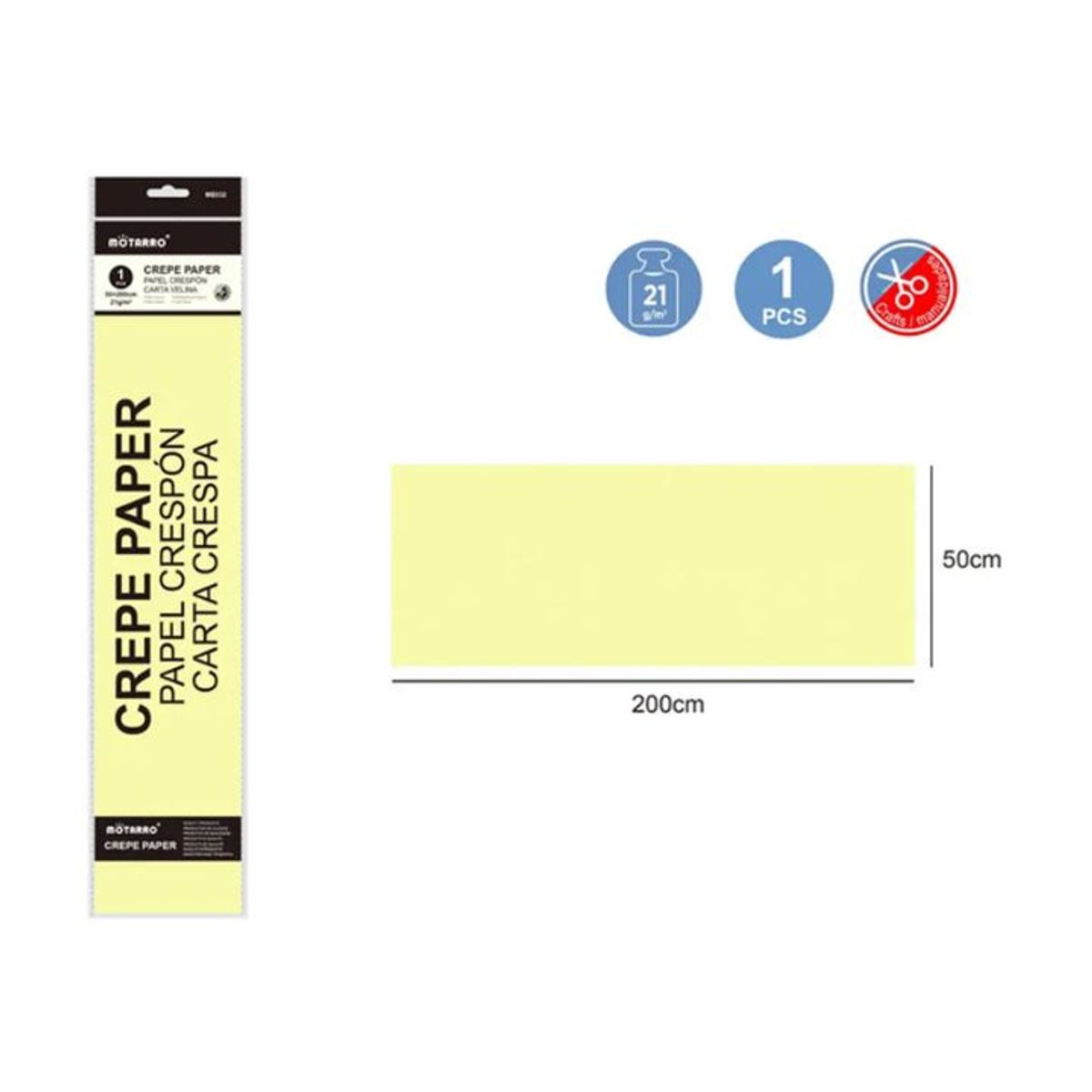 GENERICO - Papel Crepé Crema 200x50cm