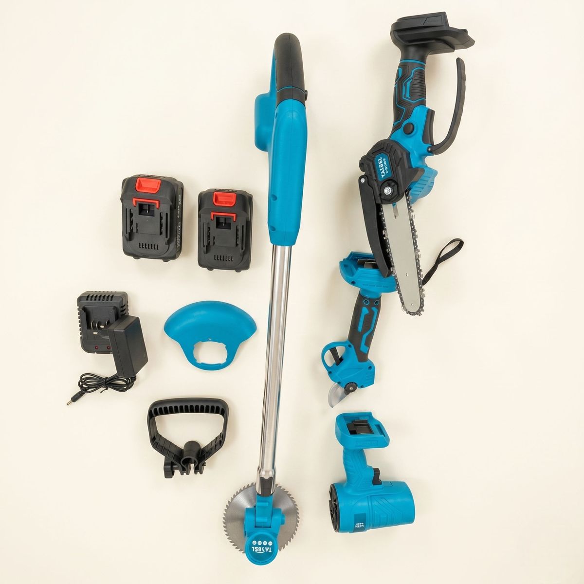 MOVI - Kit Jardinería Inalámbrico 6 en 1 + 2 Baterías 600W: Orilladora, Motosierra y Podador