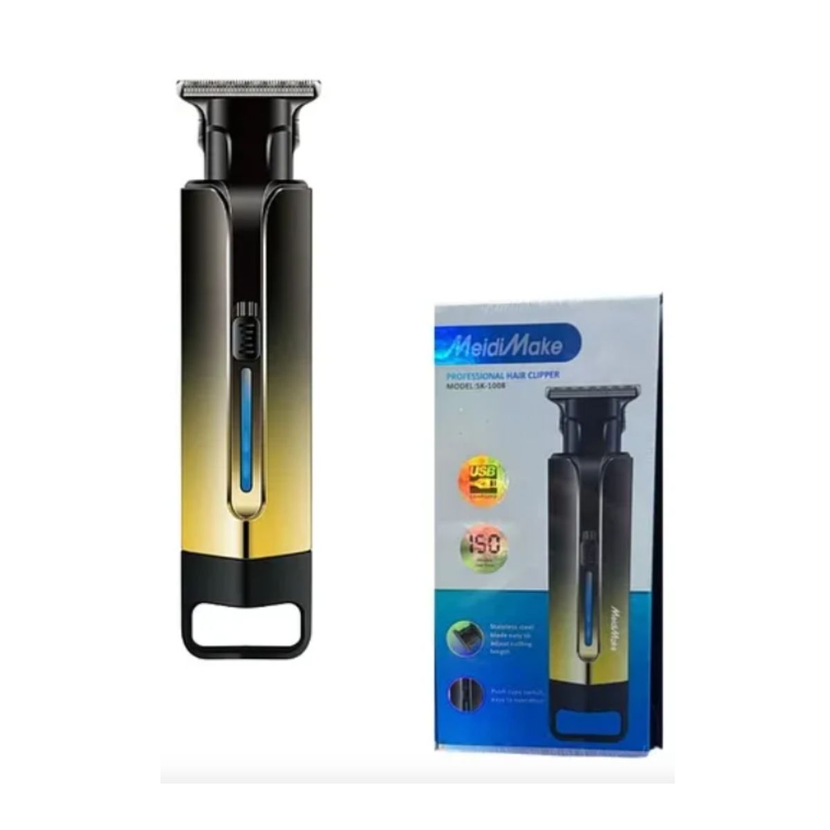 GENERICO - Máquina Cortadora de Pelo y Barba Profesional MeidiMake SK-1008 Recargable USB Gold