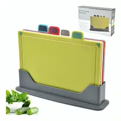 GENERICO - Tablas Para Picar Utensilio Cocina Con Base Colores 4 Piezas