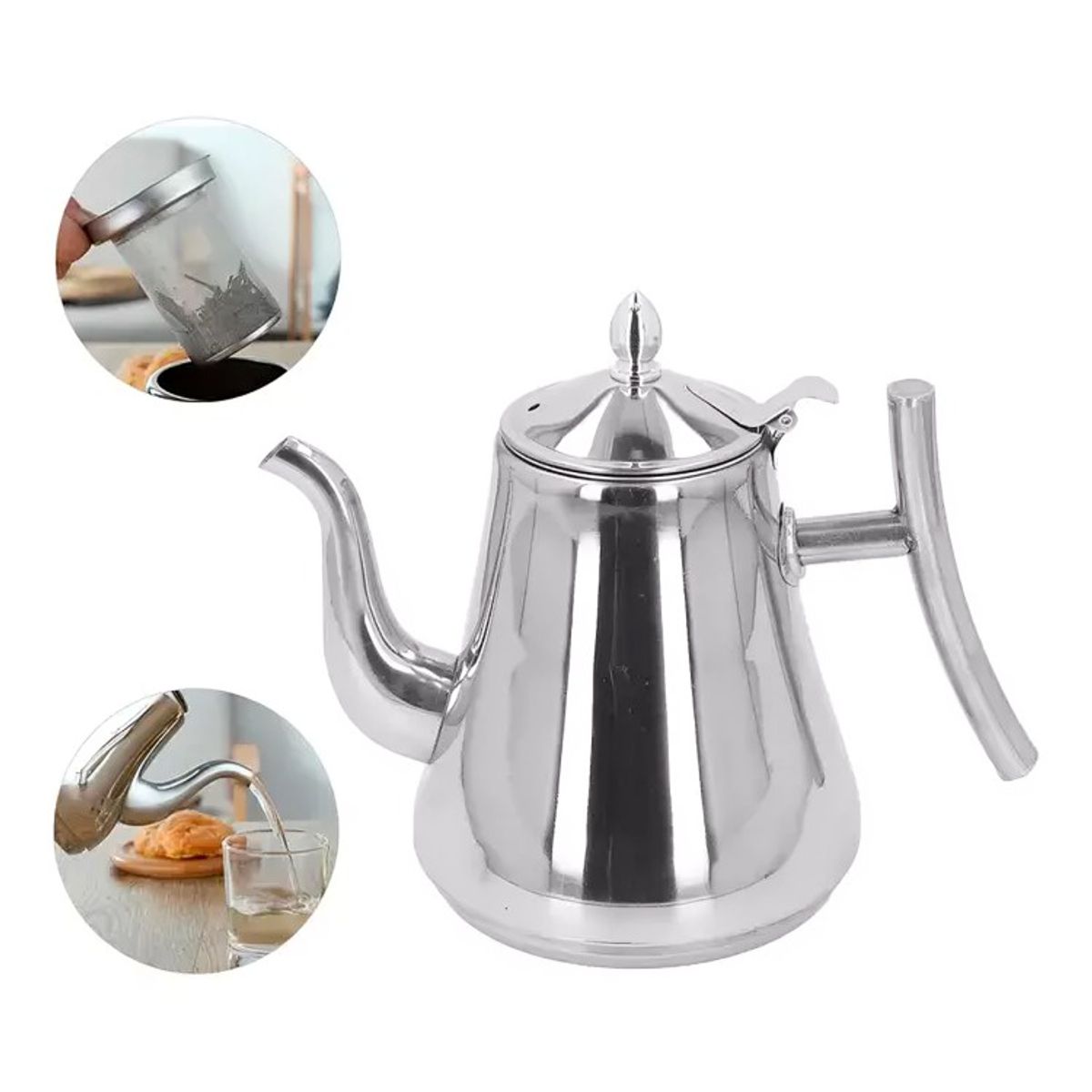 GENERICO - Tetera Infusor Acero Inoxidable Para Té Y Infusiones 1 Litro
