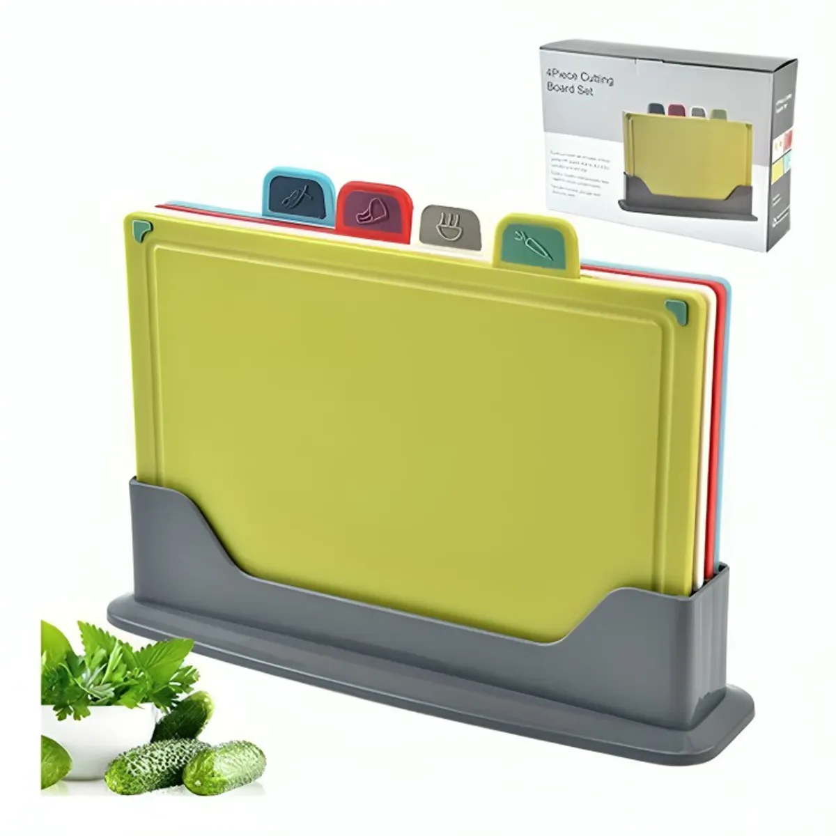GENERICO - Tablas Para Picar Utensilio Cocina Con Base Colores 4 Piezas