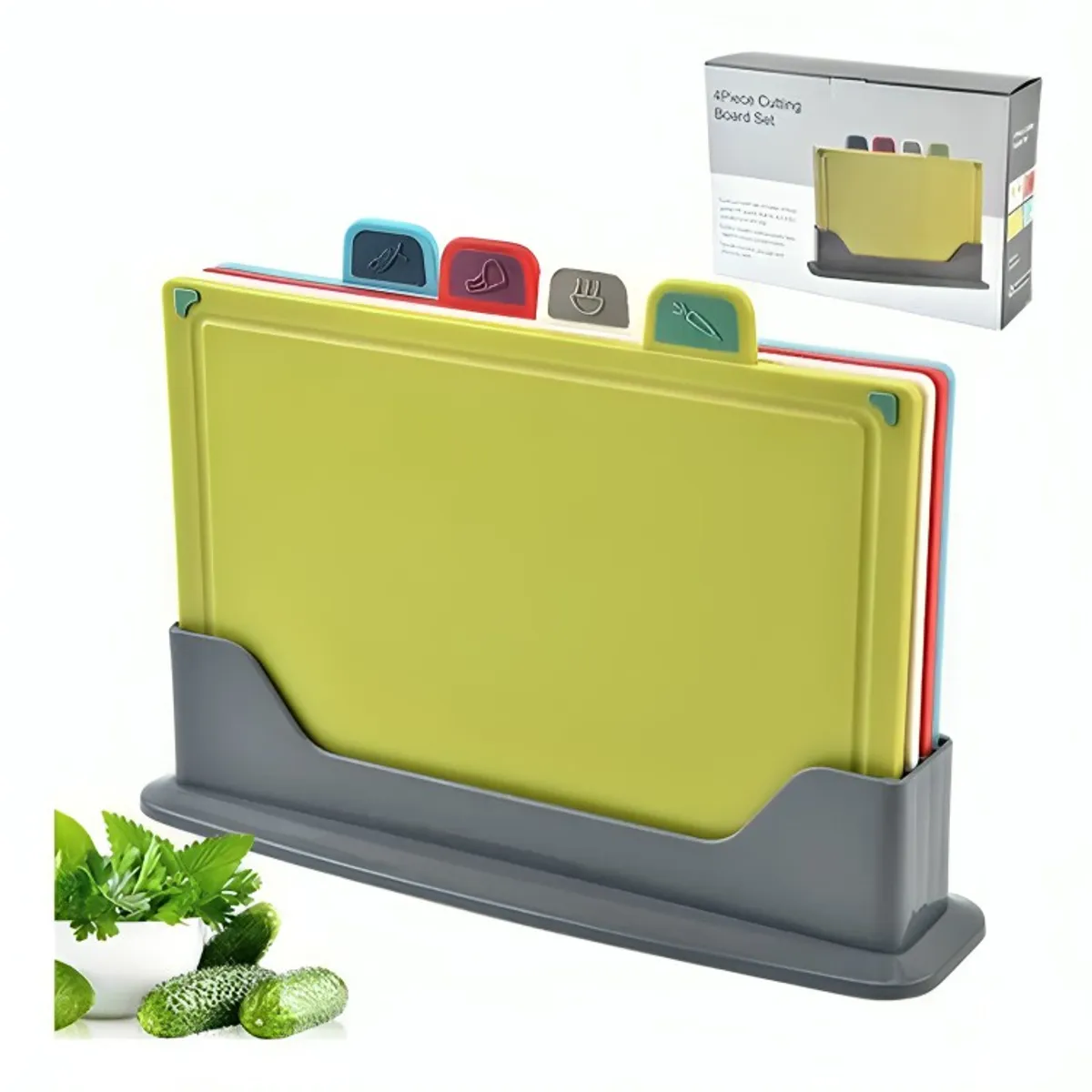 GENERICO - Tablas Para Picar Utensilio Cocina Con Base Colores 4 Piezas