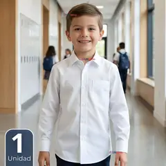 UTILISIMO - Camisa Escolar Blanca Manga Larga Colegio para Niños