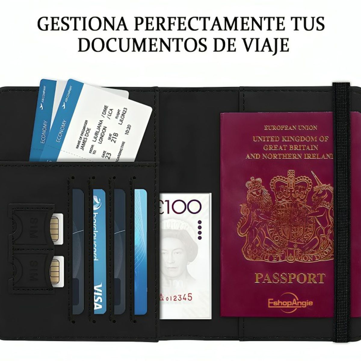 GENERICO - Porta Pasaporte Documentos Funda Protectora Viaje Con Rfid
