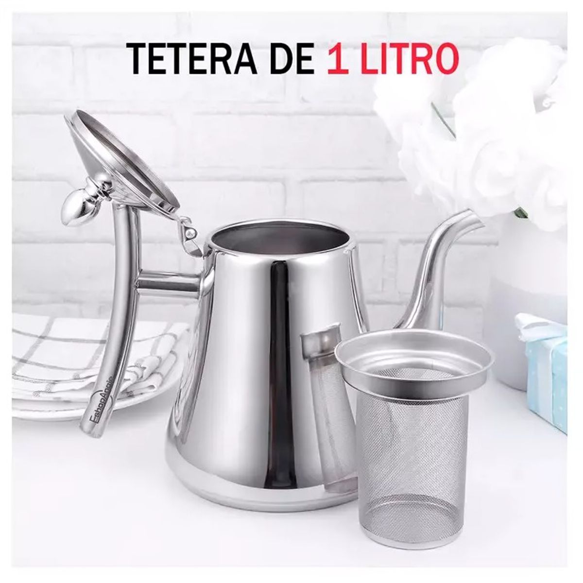 GENERICO - Tetera Infusor Acero Inoxidable Para Té Y Infusiones 1 Litro