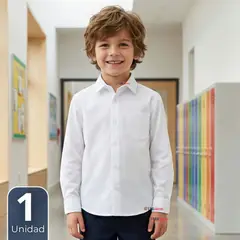 UTILISIMO - Camisa Escolar Blanca Manga Larga Colegio para Niños
