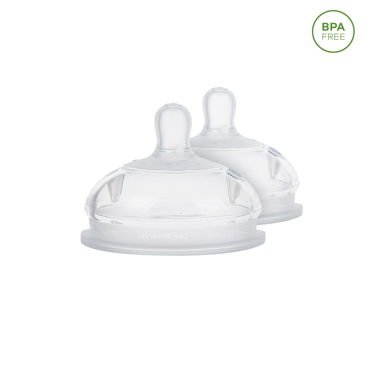 CARESTINO - Set de dos Tetinas Talle S 1m y talle M 3m Blanco