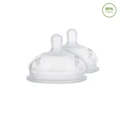 CARESTINO - Set de dos Tetinas Talle S 1m y talle M 3m Blanco
