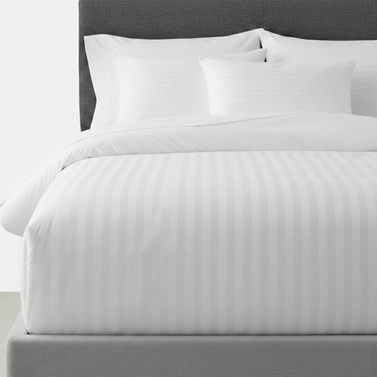 TEXTIL SUPER - FUNDA PLUMÓN 300 HILOS BLANCO LISTADO 2CM CON ALETA 2 PLAZAS