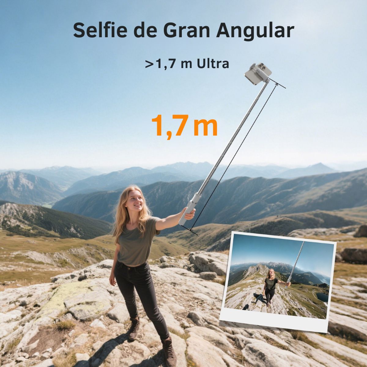 TELESIN - Selfie Stick 1.7m Trípode Apertura Automática Bluetooth
