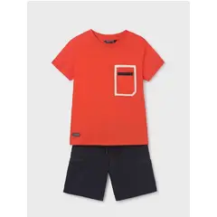 MAYORAL - Conjunto bermuda y camiseta contrastes chicos