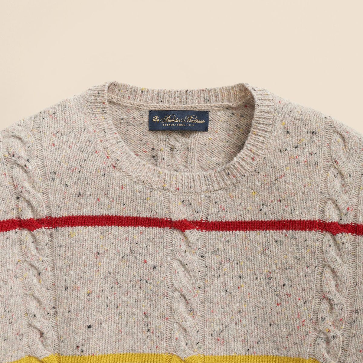 BROOKS BROTHERS - Sweater Hombre Merino Wool Donegal Stripe Beige Brooks Brothers