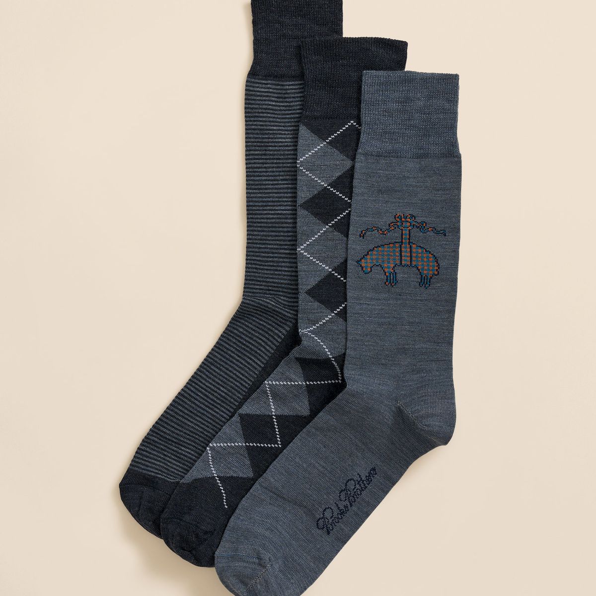 BROOKS BROTHERS - Calcetines Hombre Wool-Blend Patterned Azul Brooks Brothers