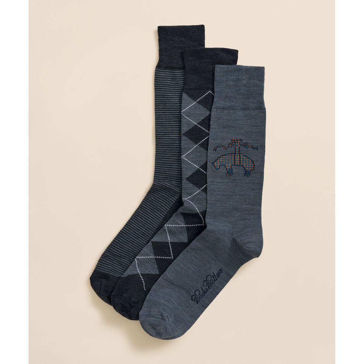 BROOKS BROTHERS - Calcetines Hombre Wool-Blend Patterned Azul Brooks Brothers