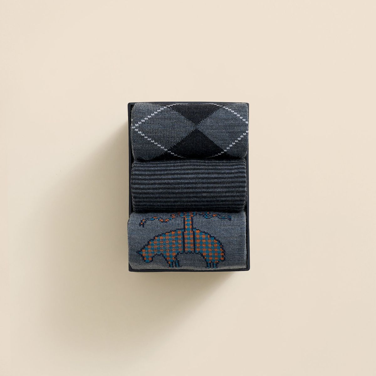 BROOKS BROTHERS - Calcetines Hombre Wool-Blend Patterned Azul Brooks Brothers