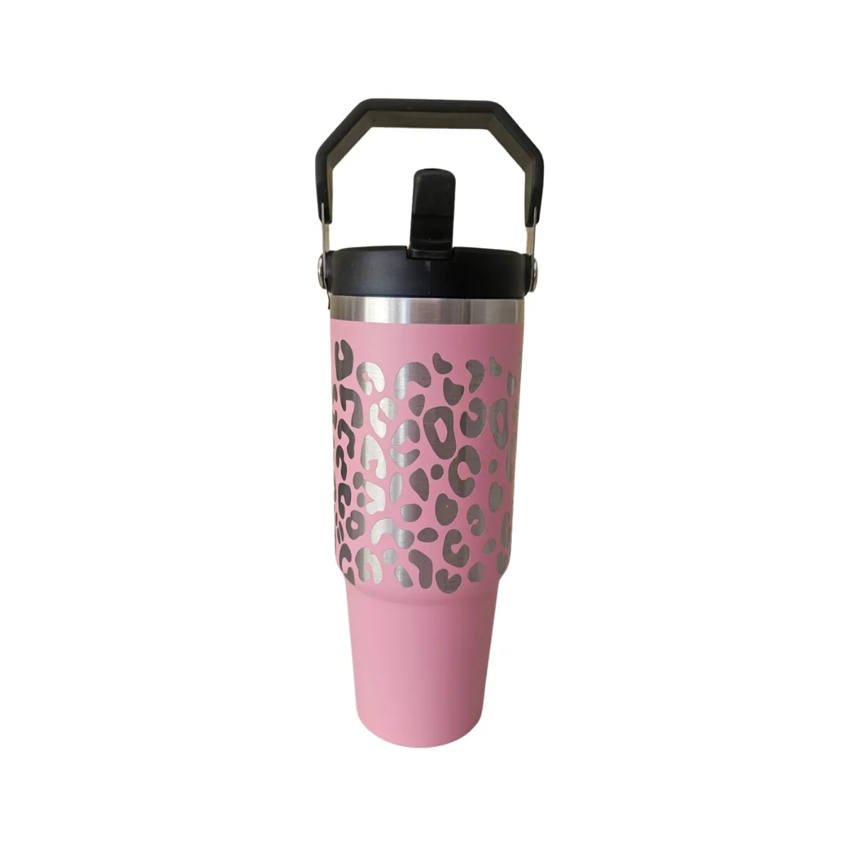 GENERICO - Vaso Térmico Rosado 900ml Grabado Láser Animal Print  Acero Inoxidable