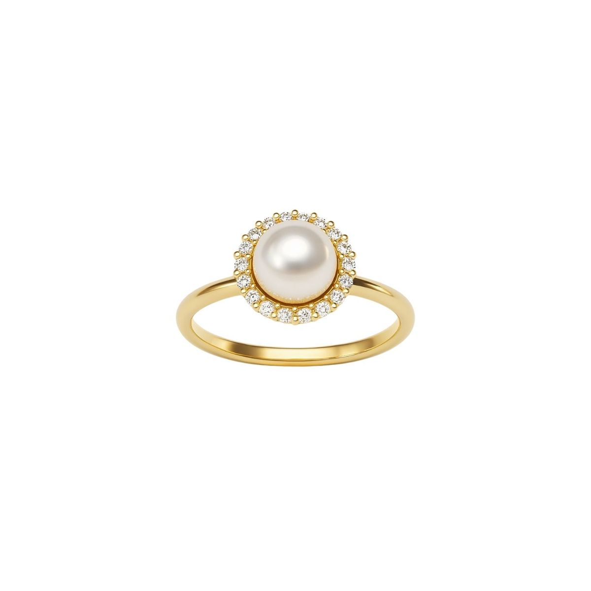 JB JOYAS BARON - Anillo Oro Amarillo 18kt Diamantes 16Pts Perla Cultivada 6MM