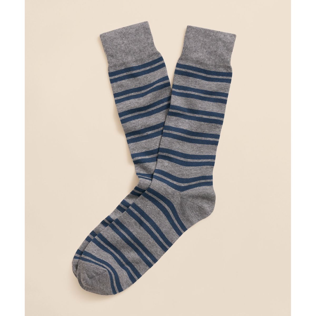 BROOKS BROTHERS - Calcetines Hombre Cotton Blend Double Striped Gris Brooks Brothers