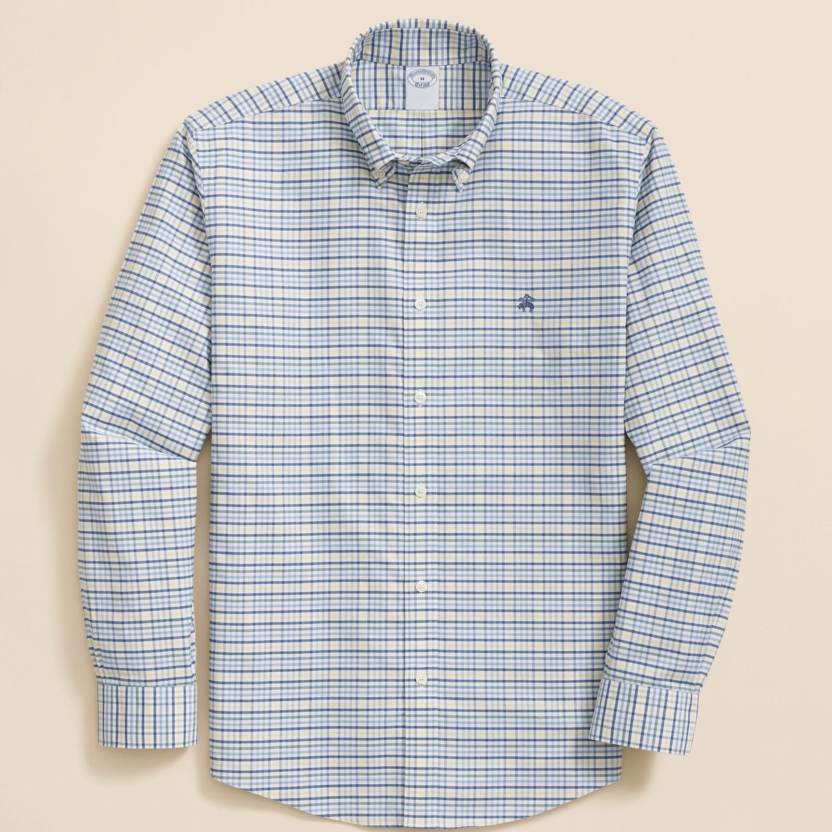 BROOKS BROTHERS - Camisa Hombre Ni Oxf Tattersall Reg Azul Brooks Brothers