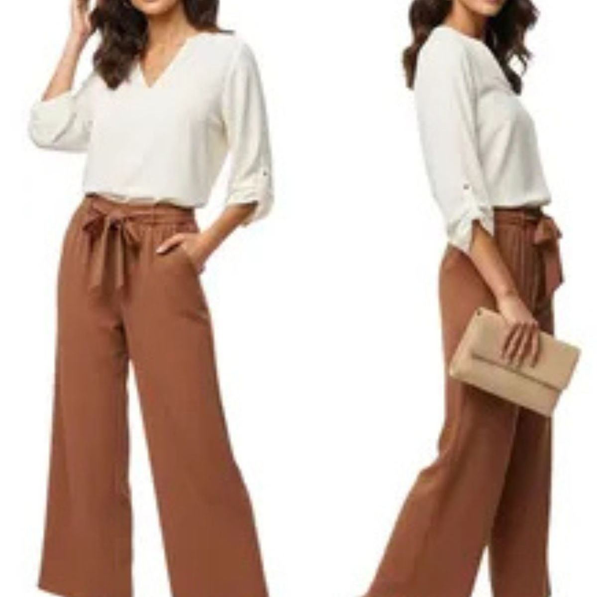 LOOK SHOP - Pantalón Palazzo Casual Sueltos. Pierna Ancha Recta. Verano 461