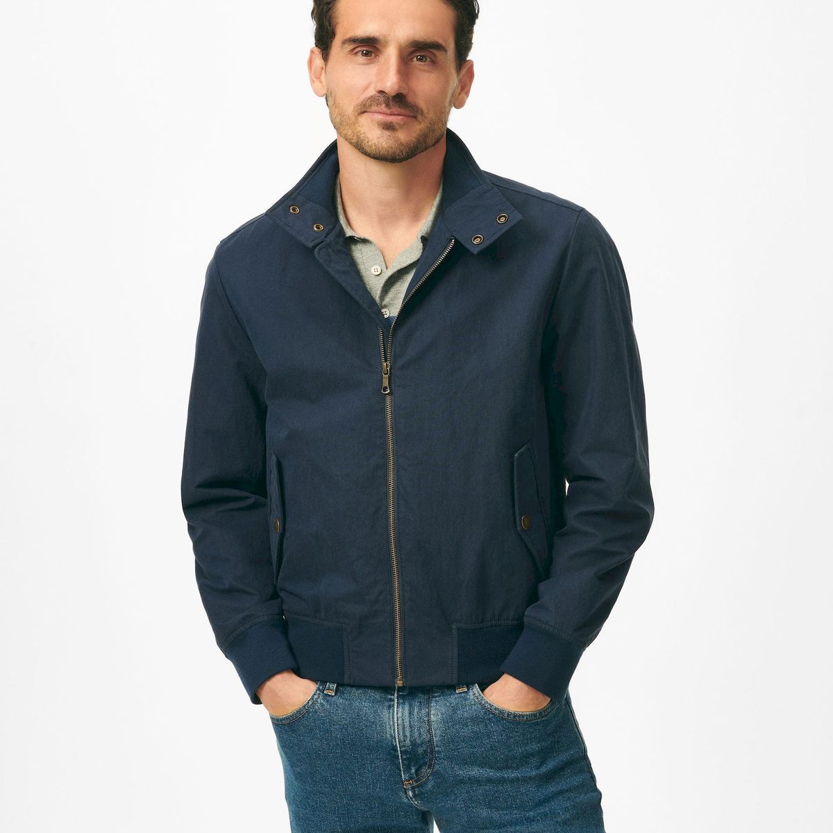 BROOKS BROTHERS - Chaqueta Hombre Harrington Cotton Blend Azul Brooks Brothers