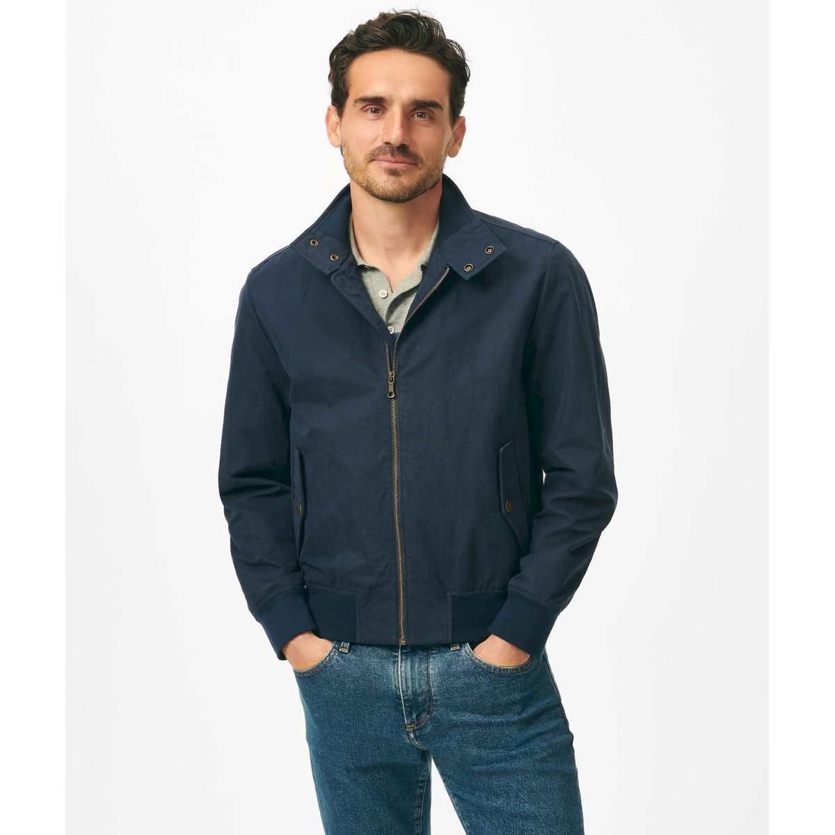 BROOKS BROTHERS - Chaqueta Hombre Harrington Cotton Blend Azul Brooks Brothers