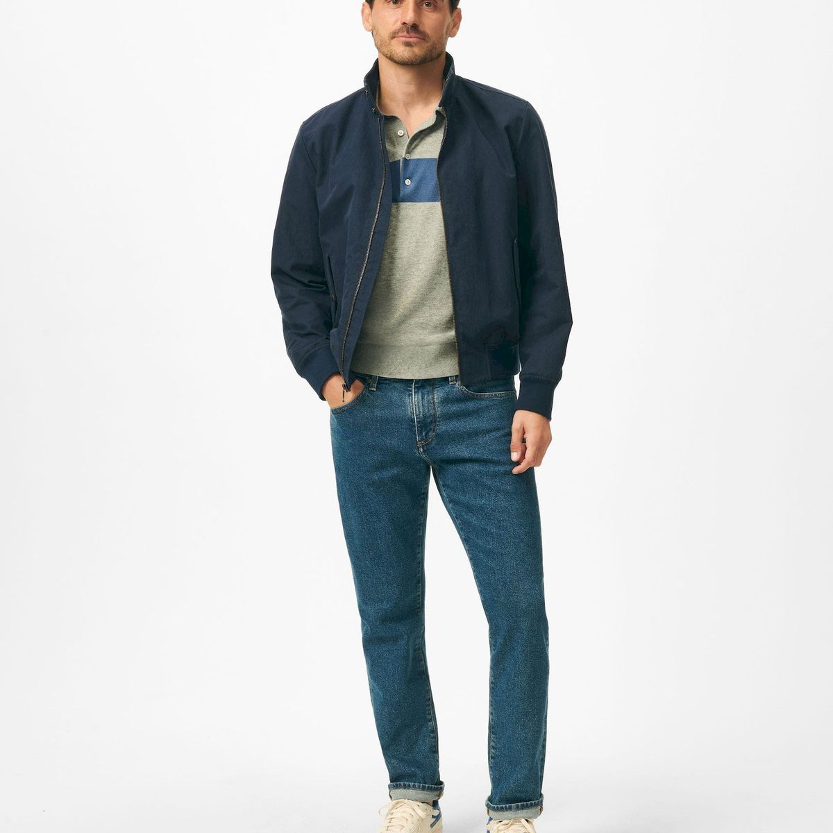 BROOKS BROTHERS - Chaqueta Hombre Harrington Cotton Blend Azul Brooks Brothers