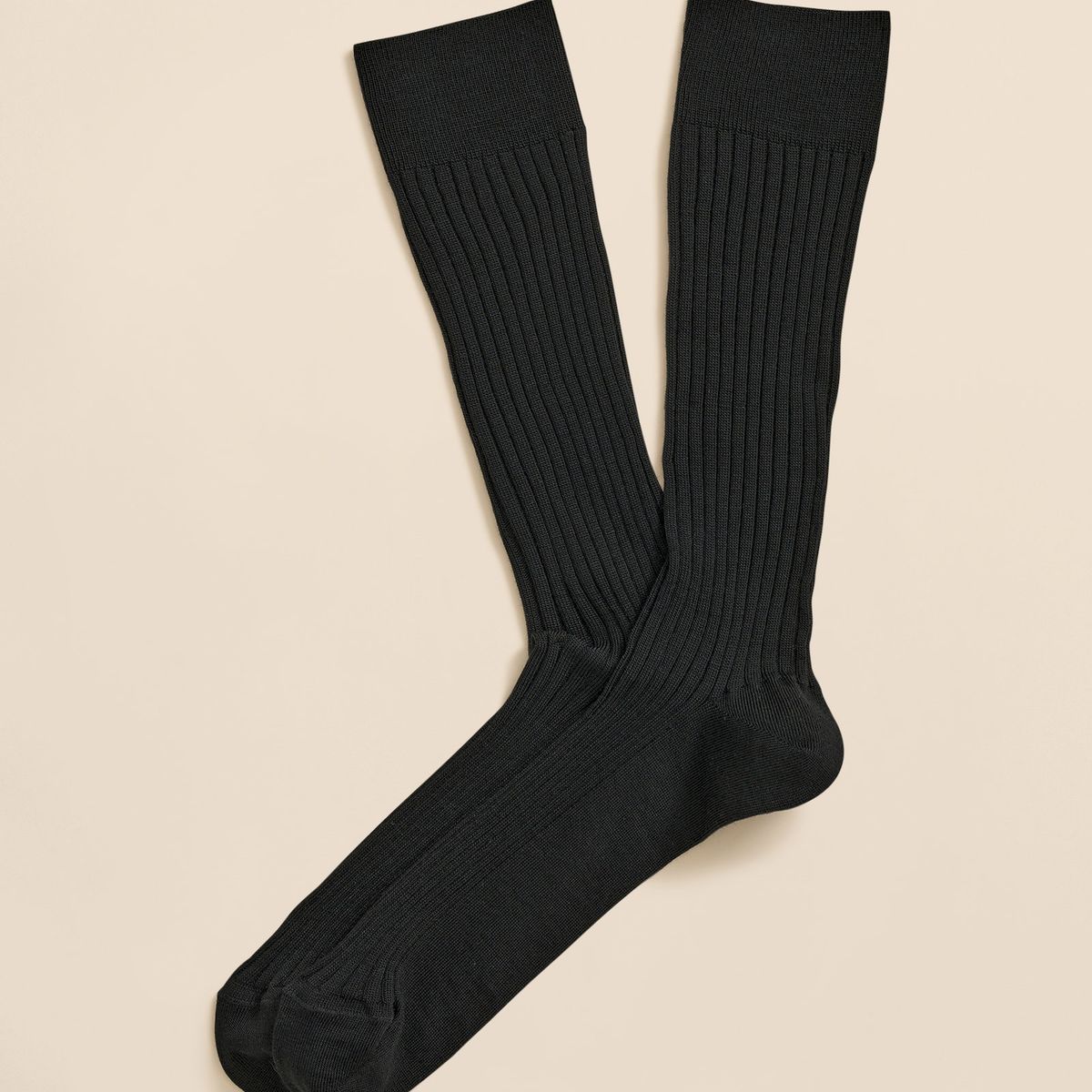 BROOKS BROTHERS - Calcetines Hombre Merino Wool Blend Ribbed Negro Brooks Brothers