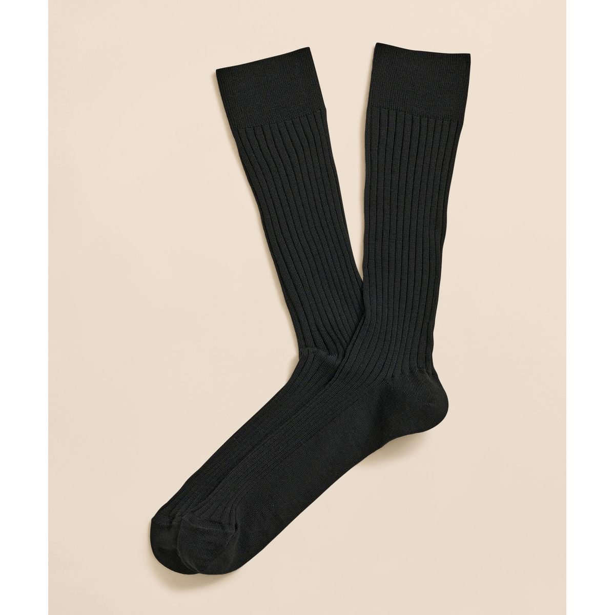 BROOKS BROTHERS - Calcetines Hombre Merino Wool Blend Ribbed Negro Brooks Brothers