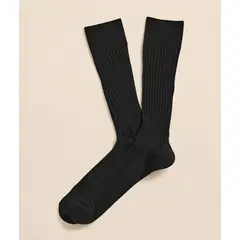 BROOKS BROTHERS - Calcetines Hombre Merino Wool Blend Ribbed Negro