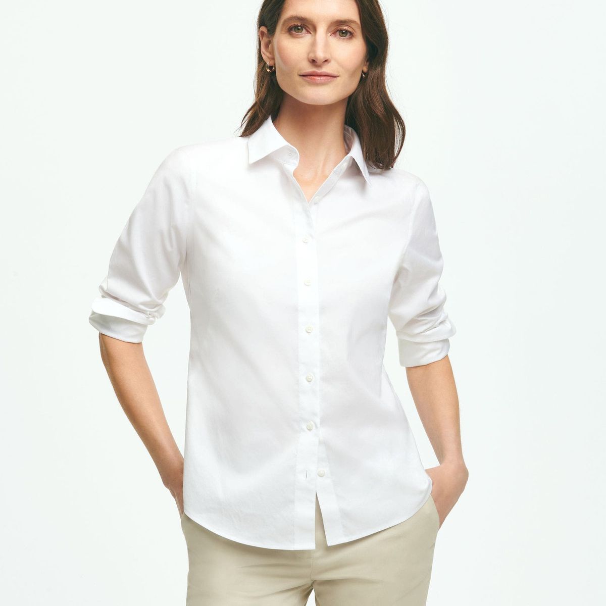 BROOKS BROTHERS - Blusa Mujer Supima Cotton Ni Fitted Blanco Brooks Brothers