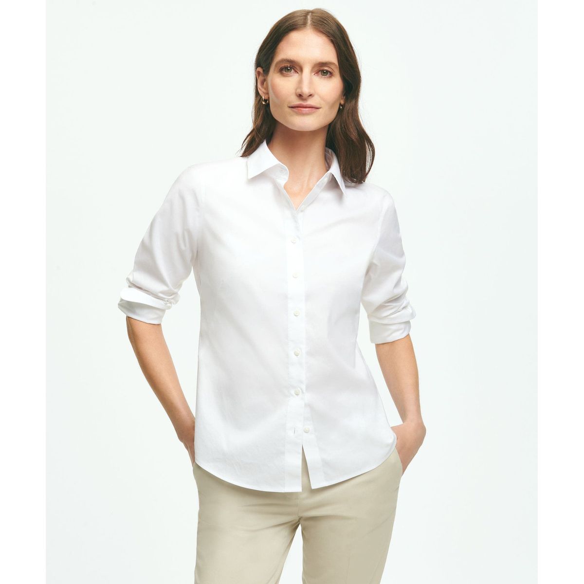 BROOKS BROTHERS - Blusa Mujer Supima Cotton Ni Fitted Blanco Brooks Brothers