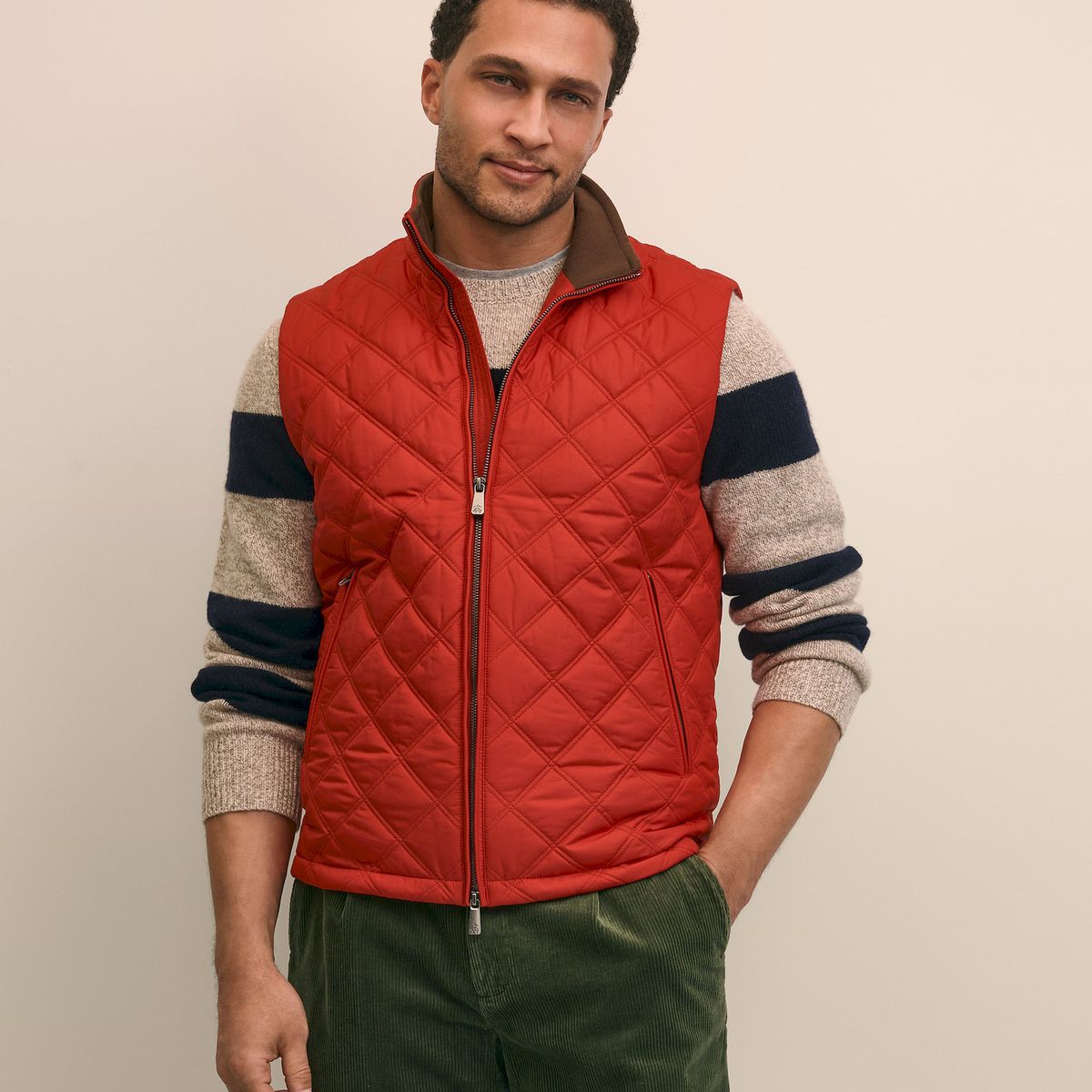 BROOKS BROTHERS - Chaqueta Hombre Diamond Quilted Vest Rojo Brooks Brothers
