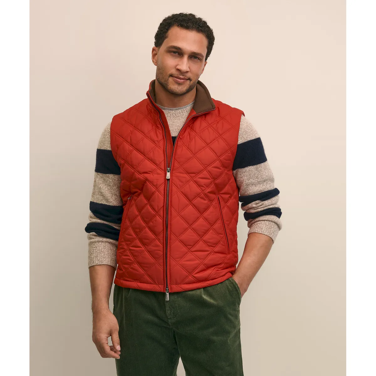 BROOKS BROTHERS - Chaqueta Hombre Diamond Quilted Vest Rojo Brooks Brothers