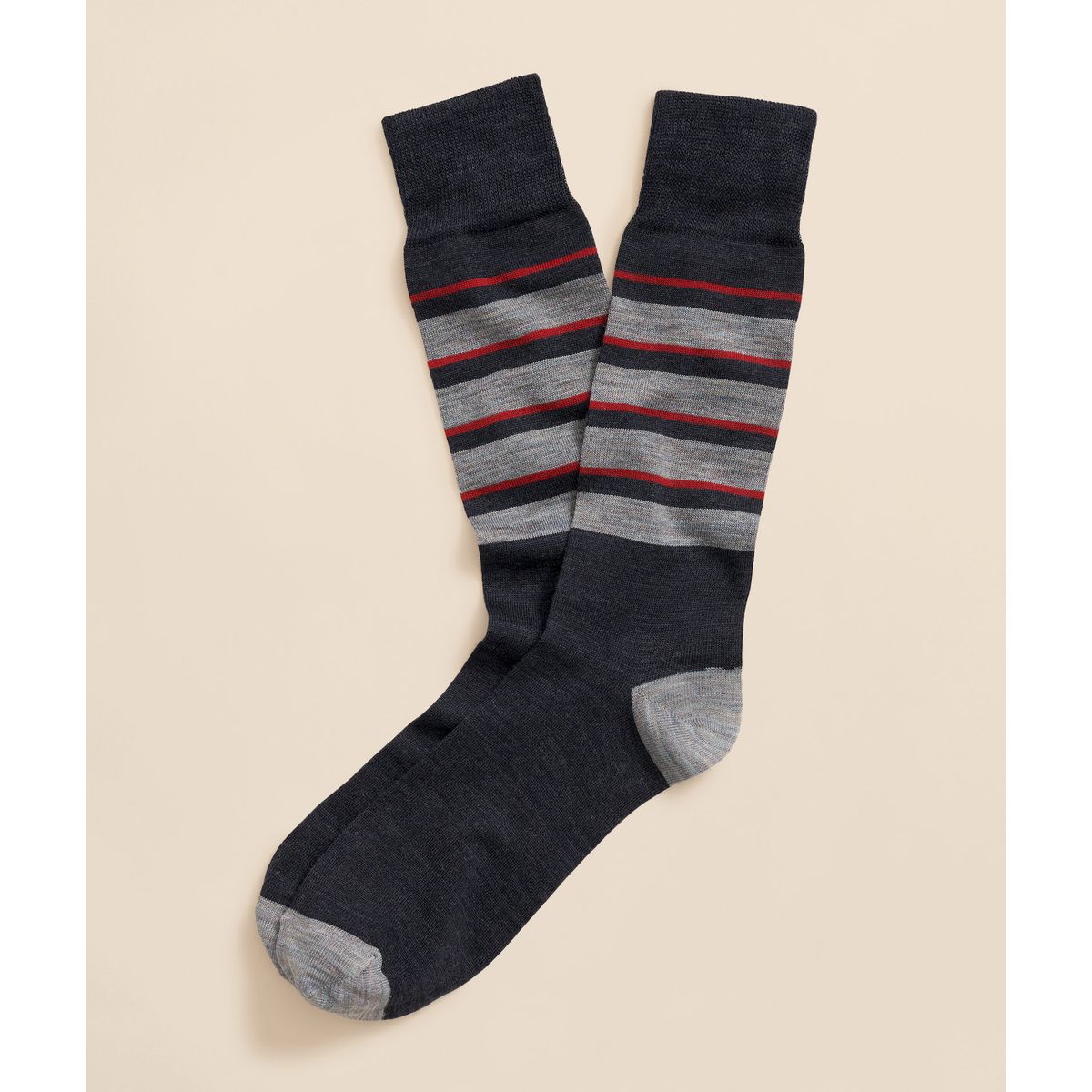 BROOKS BROTHERS - Calcetines Hombre Wool-Blend Cap Toe Striped Azul Brooks Brothers