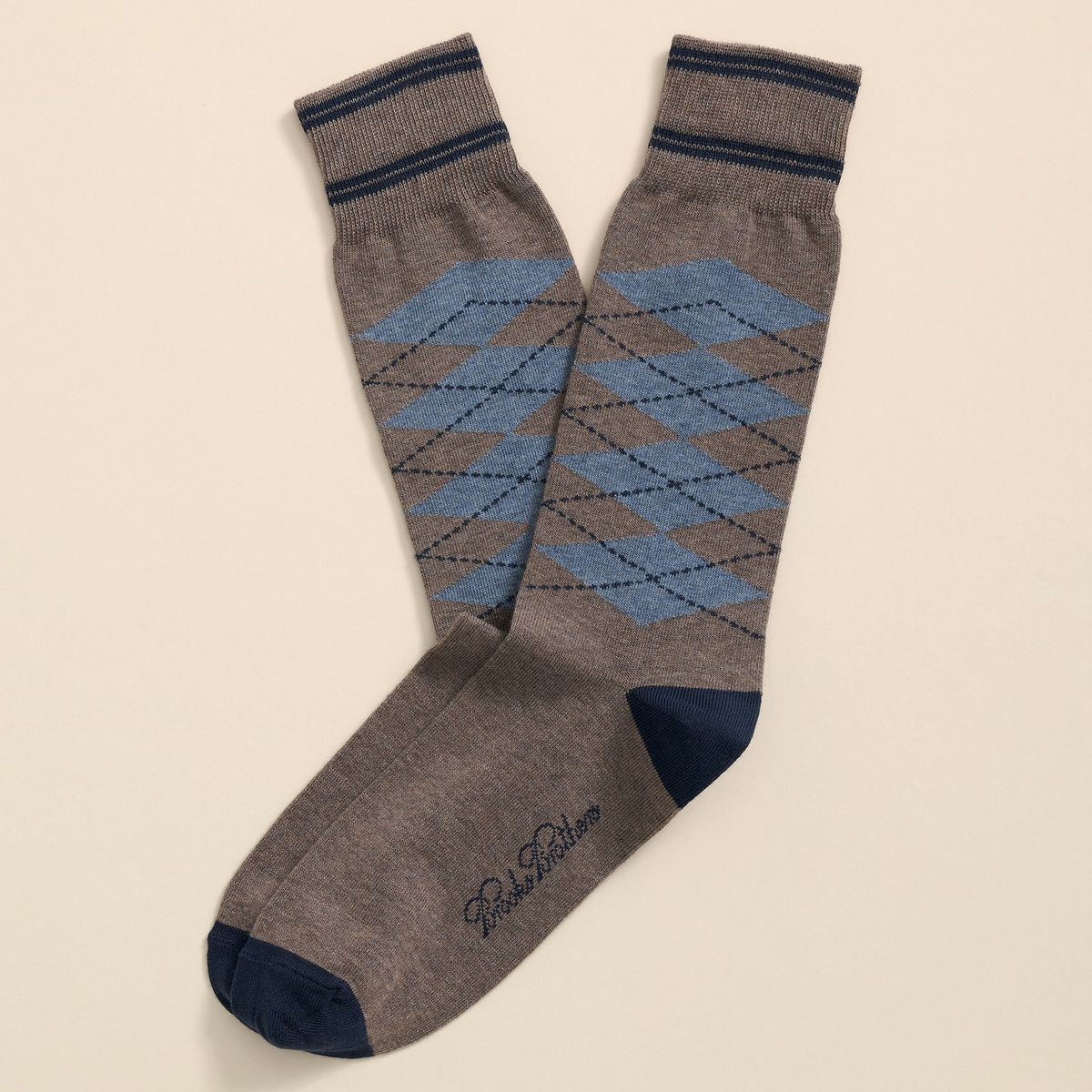 BROOKS BROTHERS - Calcetines Hombre Cotton Blend Tipped Argyle Café Brooks Brothers