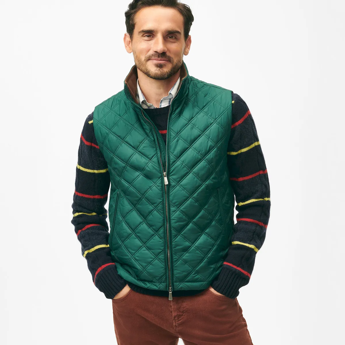 BROOKS BROTHERS - Chaqueta Hombre Diamond Quilted Vest Verde Brooks Brothers