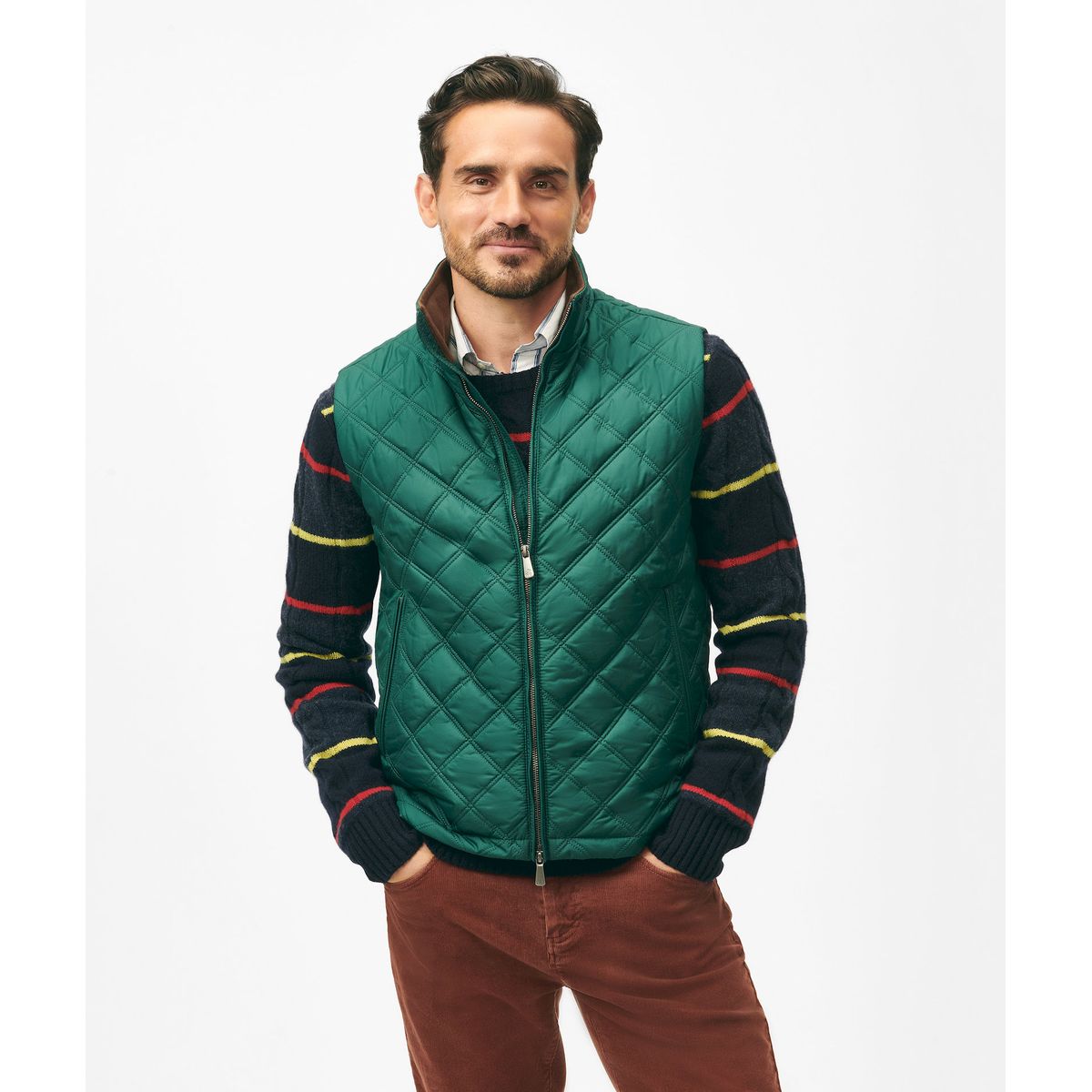 BROOKS BROTHERS - Chaqueta Hombre Diamond Quilted Vest Verde Brooks Brothers