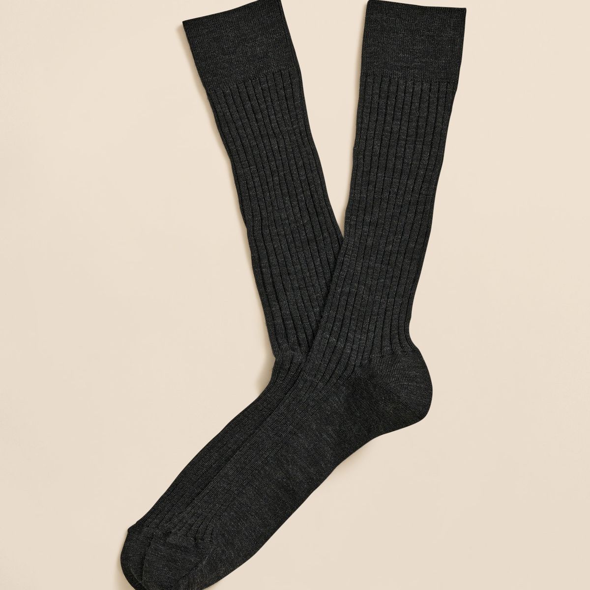 BROOKS BROTHERS - Calcetines Hombre Merino Wool Blend Ribbed Gris Brooks Brothers