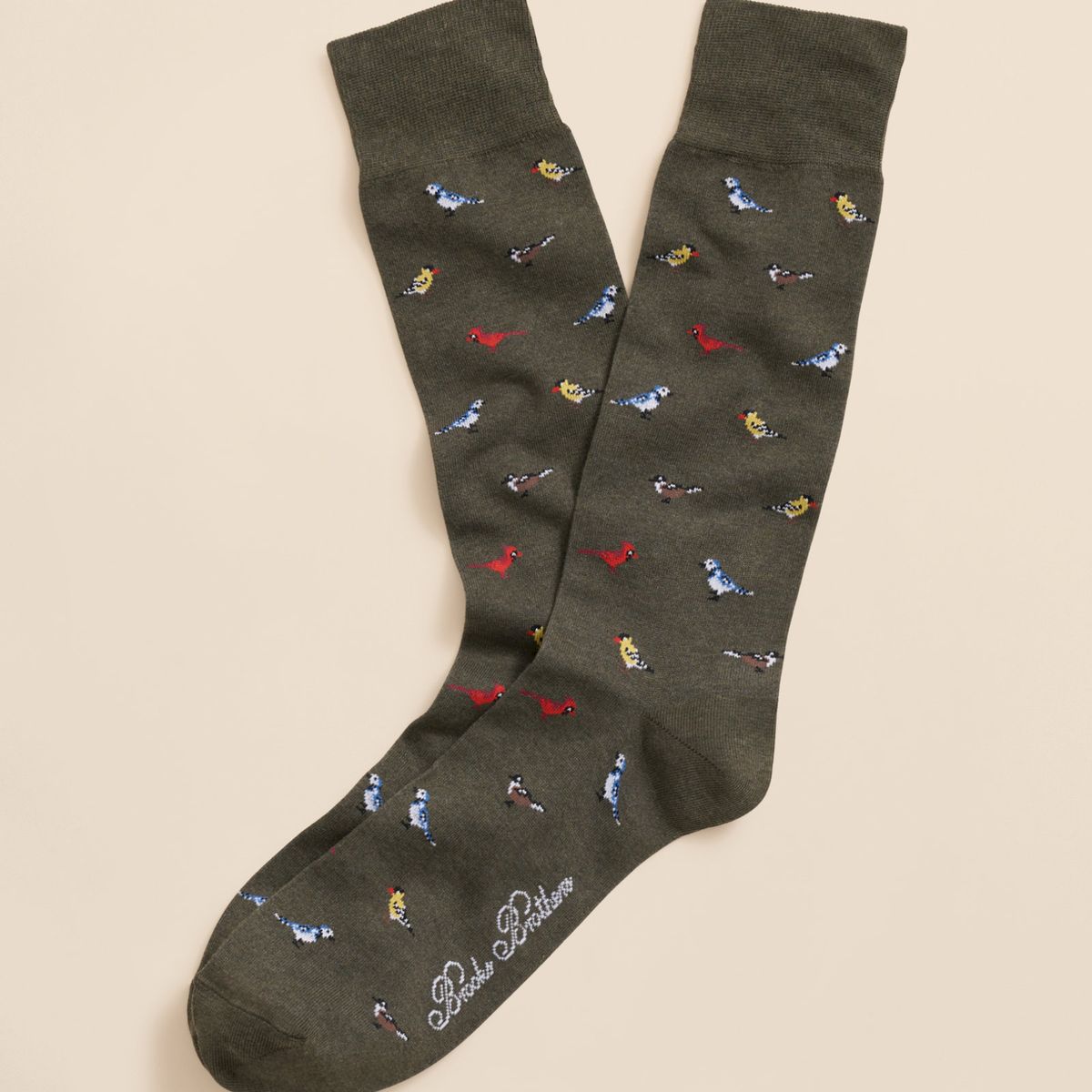 BROOKS BROTHERS - Calcetines Hombre Cotton Blend Bird Motif Verde Brooks Brothers