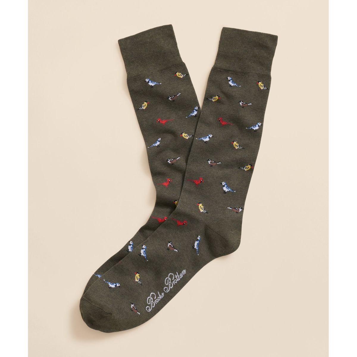 BROOKS BROTHERS - Calcetines Hombre Cotton Blend Bird Motif Verde Brooks Brothers